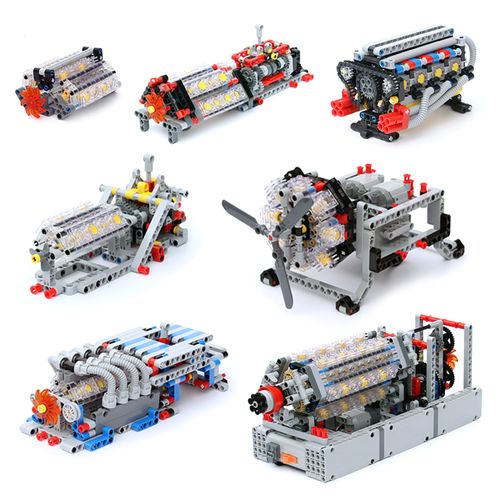 国产乐高发动机引擎v8变速箱零件组装玩具机械组模型拼装积木moc